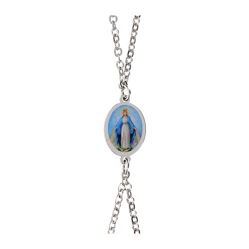 Double chain bracelet by Amen, Our Lady of Medjugorje in rhodium-plated brass 4