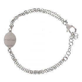 Pulsera doble cadena Amen Virgen de Medjugorje de latón rodiado