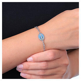 Pulsera doble cadena Amen Virgen de Medjugorje de latón rodiado