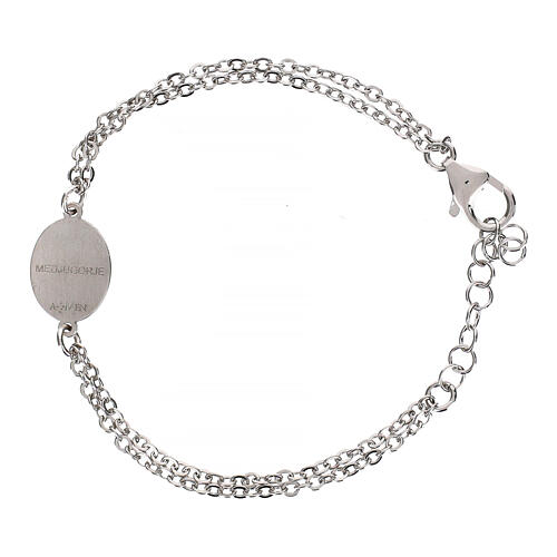 Bracciale doppia catena Amen Madonna di Medjugorje in ottone rodiato 3