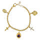 Brass Bracelet with Gold Charms with White Zircons Madonna of Pompeii, Amen s1