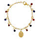 Bracciale Madonna di Pompei Amen in ottone dorato con grani in diaspro rosso e lapis s2