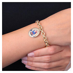 Bracciale in ottone dorato medaglia Madonna di Pompei a maglia spessa Amen