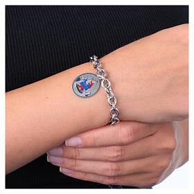 Bracciale medaglia Madonna di Pompei a maglia spessa Amen in ottone rodiato 