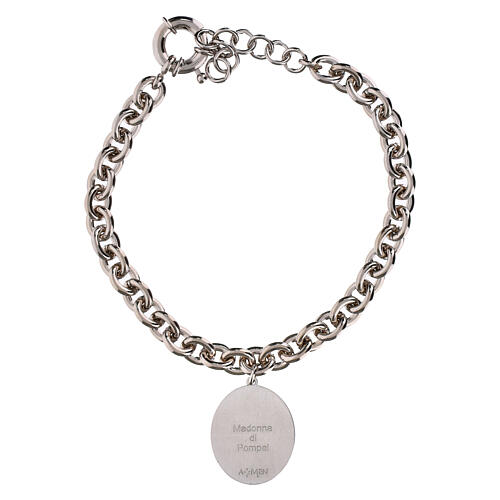Bracciale medaglia Madonna di Pompei a maglia spessa Amen in ottone rodiato  4