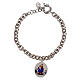 Thick Knit Bracelet with Our Lady of Pompeii Medal in Rhodium-Plated Brass, Amen s1