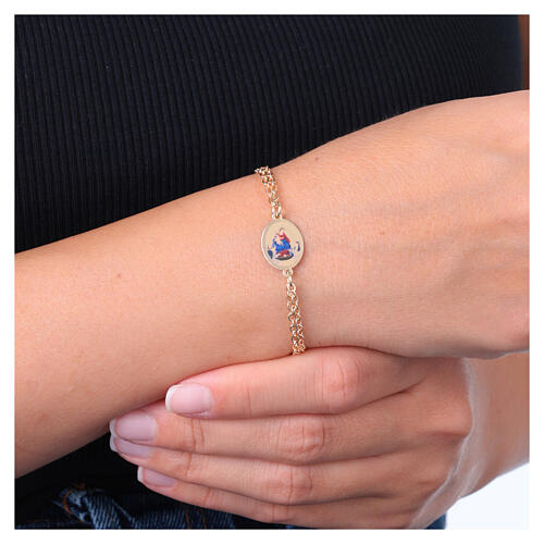 Armband aus vergoldetem Messing Madonna von Pompeji doppelte Kette Amen 2