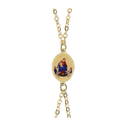 Amen golden brass bracelet of the Virgin of Pompeii, double chain 4
