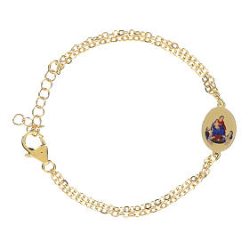 Pulsera de latón dorado Virgen de Pompeya doble cadena Amen