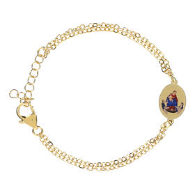 Bracciale in ottone dorato Madonna di Pompei doppia catenina Amen