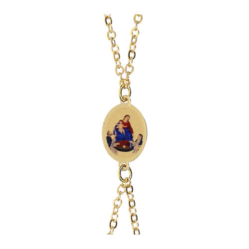 Bracciale in ottone dorato Madonna di Pompei doppia catenina Amen 3