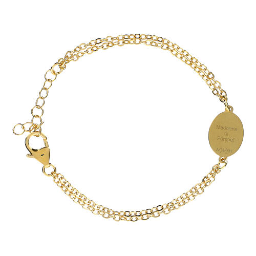 Gold-plated brass bracelet Our Lady of Pompeii double chain, Amen 3