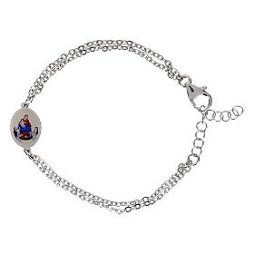 Armband, AMEN, doppelte Kette, rhodiniertes Messing, mit Darstellung der Gottesmutter von Pompei