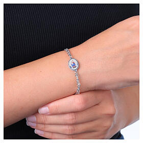 Armband, AMEN, doppelte Kette, rhodiniertes Messing, mit Darstellung der Gottesmutter von Pompei