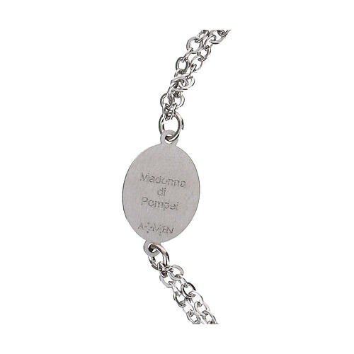 Virgin of the Rosary of Pompeii bracelet in rhodium-plated brass with double chain by Amen 5