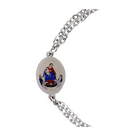 Pulsera Virgen de Pompeya de latón rodiado doble cadena Amen