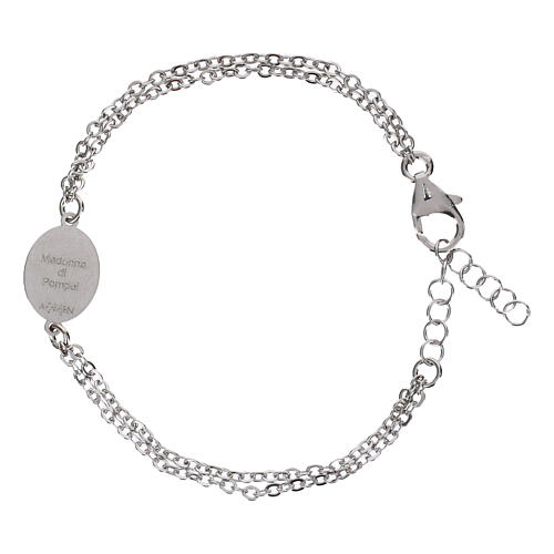 Pulsera Virgen de Pompeya de latón rodiado doble cadena Amen 3