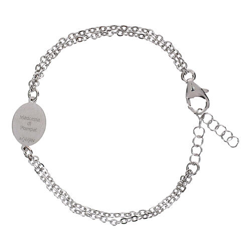 Pulsera Virgen de Pompeya de latón rodiado doble cadena Amen 4