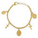 Bracciale Amen in ottone dorato con zirconi bianchi medaglia Madonna di Loreto e charms s2