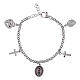 Amen Bracelet with White Zirconia Our Lady of Loreto Medal and Rhodium-Plated Brass Charms s1