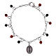 Bracciale medaglia Madonna di Loreto Amen in ottone rodiato con diaspro rosso e onice nera s1