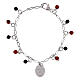 Bracciale medaglia Madonna di Loreto Amen in ottone rodiato con diaspro rosso e onice nera s2
