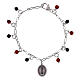 Bracelet Lady of Loreto Medal in rhodium-plated brass with red jasper and black onyx, Amen s1