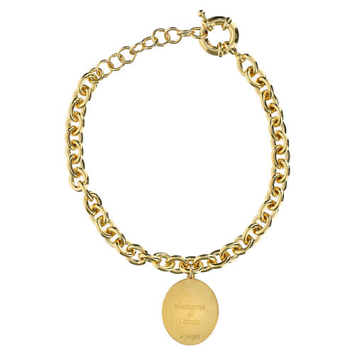 Bracciale maglie spesse in ottone dorato medaglia Amen Madonna di Loreto 3