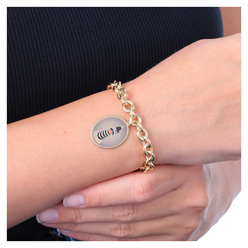Bracciale maglie spesse in ottone dorato medaglia Amen Madonna di Loreto 2