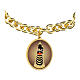 Bracciale maglie spesse in ottone dorato medaglia Amen Madonna di Loreto s2