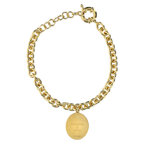 Thick brass gold-plated chain bracelet medal Lady of Loreto, Amen 4