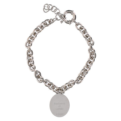 Pulsera eslabones gruesos Amen medalla Virgen de Loreto de latón rodiado 3