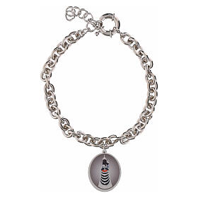 Bracelet maillons épais Amen médaille Notre-Dame de Lorette en laiton rhodié