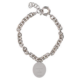 Bracelet maillons épais Amen médaille Notre-Dame de Lorette en laiton rhodié