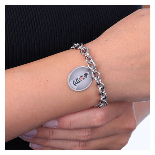 Bracelet maillons épais Amen médaille Notre-Dame de Lorette en laiton rhodié 2