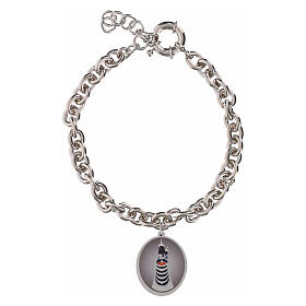 Bracciale maglie spesse Amen medaglia Madonna di Loreto in ottone rodiato