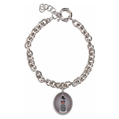 Bracciale maglie spesse Amen medaglia Madonna di Loreto in ottone rodiato 1