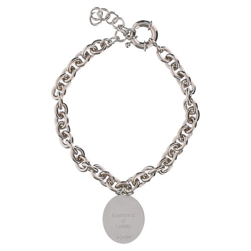 Bracciale maglie spesse Amen medaglia Madonna di Loreto in ottone rodiato 2