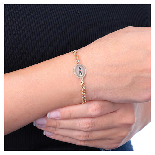 Armband, AMEN, doppelte Kette, vergoldetes Messing, mit Darstellung der Gottesmutter von Loreto 2