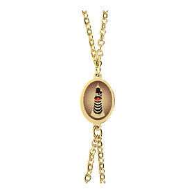 Bracelet en laiton doré médaille Vierge de Lorette Amen chaîne double