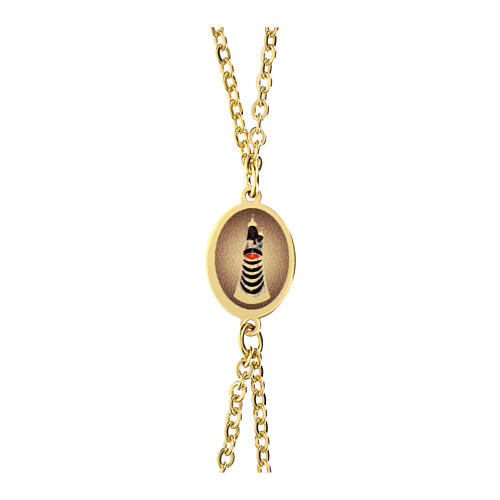 Bracciale in ottone oro medaglia Madonna di Loreto Amen doppia catenina 2