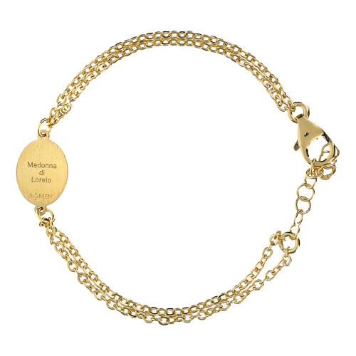 Bracciale in ottone oro medaglia Madonna di Loreto Amen doppia catenina 3