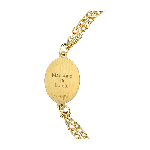 Bracciale in ottone oro medaglia Madonna di Loreto Amen doppia catenina 4