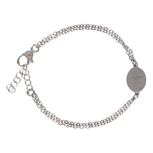 Pulsera Amen doble cadena de latón rodiado y medalla de la Virgen de Loreto 3