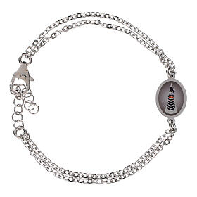 Bracciale Amen doppia catenina in ottone rodiato medaglia Madonna di Loreto