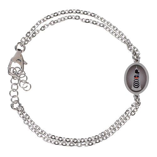 Bracciale Amen doppia catenina in ottone rodiato medaglia Madonna di Loreto 1