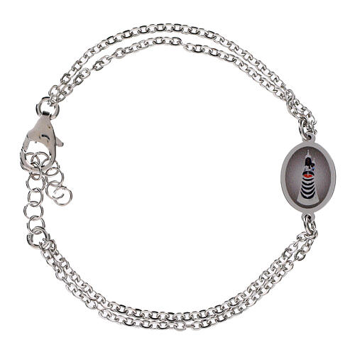 Bracciale Amen doppia catenina in ottone rodiato medaglia Madonna di Loreto 1