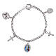 Pulsera con colgantes Amen Virgen de Lourdes de latón rodiado y zircones blancos s1