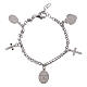 Pulsera con colgantes Amen Virgen de Lourdes de latón rodiado y zircones blancos s2