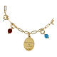 Pulsera Amen latón dorado granos angelita celeste jaspe rojo medalla Virgen Lourdes s4